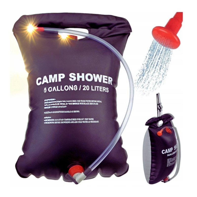 Camping shower, mobile, solar shower, 20l, accessories