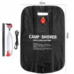 Camping shower, mobile, solar shower, 20l, accessories
