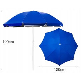 Didelis sodo paplūdimio skėtis, dviejų sluoksnių, atsparus vandeniui, mėlynas, 190x180 cm