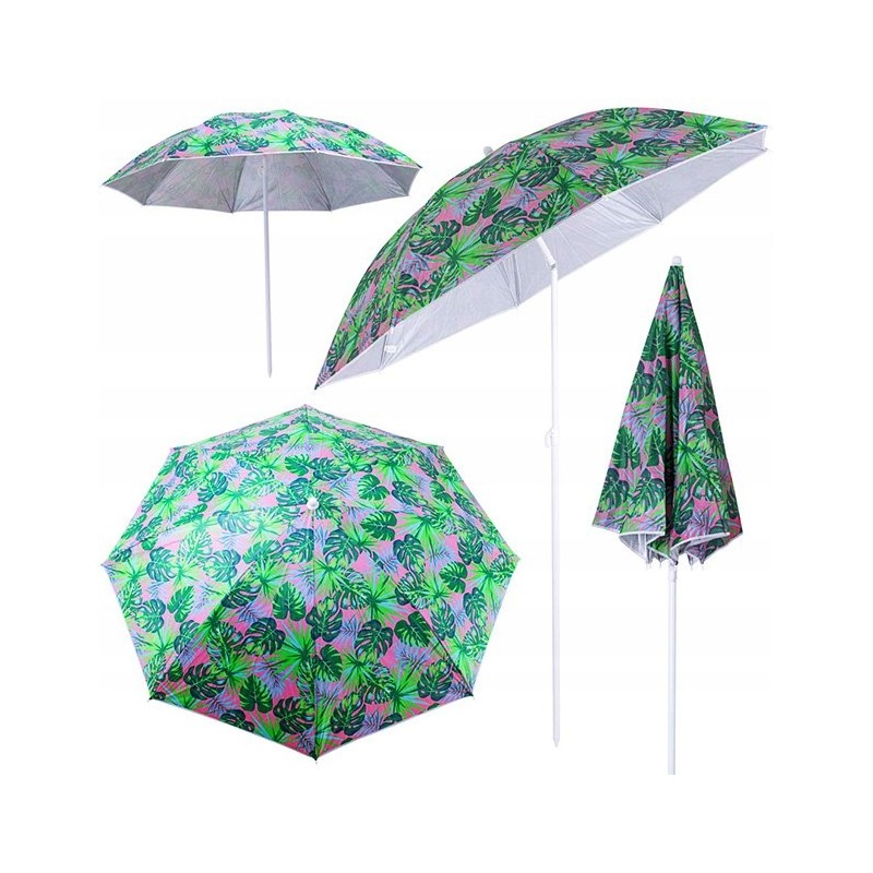 Reguliuojamas paplūdimio sodo skėtis, 150 cm, nulaužtais lapais