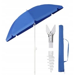 Sekey skėtis 160 cm tvirtas paplūdimio skėtis su įžeminimo lizdu ir apsauginiu gaubtu balkonui, sodui ir terasai, reguliuojamas 
