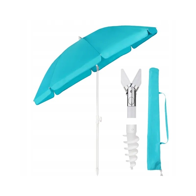 Sekey skėtis 160 cm kietas paplūdimio skėtis su įžeminimo lizdu ir apsauginiu gaubtu balkonui, sodui ir terasai reguliuojamas pa