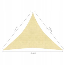HDPE trikampė sodo burė 3,6x3,6x3,6m smėlio spalvos