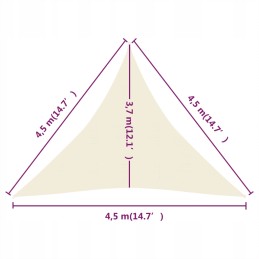 Vidaxl saulės burė 160 g m2 kreminė 4 5x4 5x4 5 m HDPE