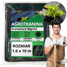 Nuo piktžolių agrotekstilė agrotekstilė 90g juoda 1,6x10m uv 3% raudona sodas