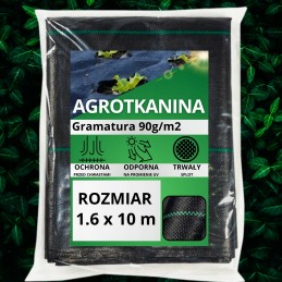 Nuo piktžolių agrotekstilė agrotekstilė 90g juoda 1,6x10m uv 3% raudona sodas