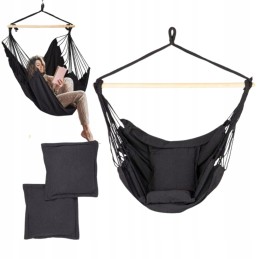 Braziliška pakabinama kėdė, fotelis, hamakas, sodo sūpynės, pilka, didelė, 150 kg