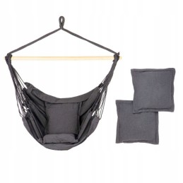 Braziliška pakabinama kėdė, fotelis, hamakas, sodo sūpynės, pilka, didelė, 150 kg
