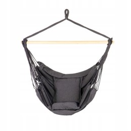 Braziliška pakabinama kėdė, fotelis, hamakas, sodo sūpynės, pilka, didelė, 150 kg