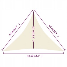 Vidaxl saulės burė 160 g m2 kreminė 4 5x4 5x4 5 m HDPE