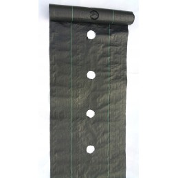 Juoda agrotekstilė 40cm x 10m piktžolėms su skylutėmis kas 15cm, stipri 95g/m2