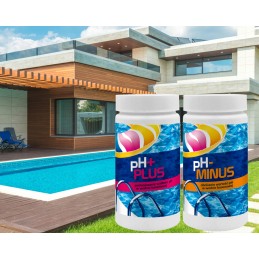 Ph minus ph plius cheminių medžiagų rinkinys baseino vandeniui, pH reguliavimas