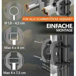 Balkono skėčio laikiklis, tvirtas metalinis balkono stovo pagrindas