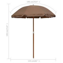 Vidaxl skėtis ant plieninio stiebo, 180 cm, taupe spalvos