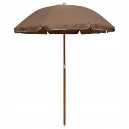 Vidaxl skėtis ant plieninio stiebo, 180 cm, taupe spalvos