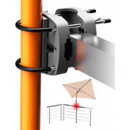 Balkono skėčio laikiklis balkonui, metaliniam turėklui, didelis, reguliuojamas, xxl