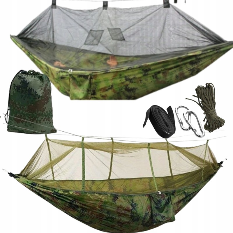 Išgyvenimo turistinis hamakas su tinkleliu nuo uodų