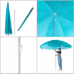 Sodo skėtis, didelis, sulankstomas, 220 cm, kietas, balkonui, mėlynas