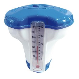 Plūdinis baseino cheminių medžiagų dozatorius su termometru