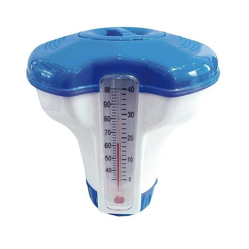 Plūdinis baseino cheminių medžiagų dozatorius su termometru