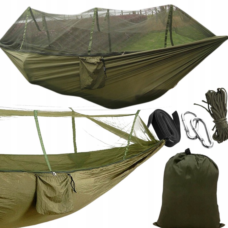 Išgyvenimo turistinis hamakas su tinkleliu nuo uodų