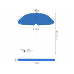 Didelis sodo paplūdimio skėtis, 240 cm, užvalkalas