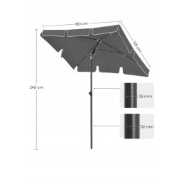 Songmics skėtis nuo saulės, stačiakampis, UV apsauga iki UPF 50+, krepšys, su PA danga, sodui, terasai, balkonui, be stovo