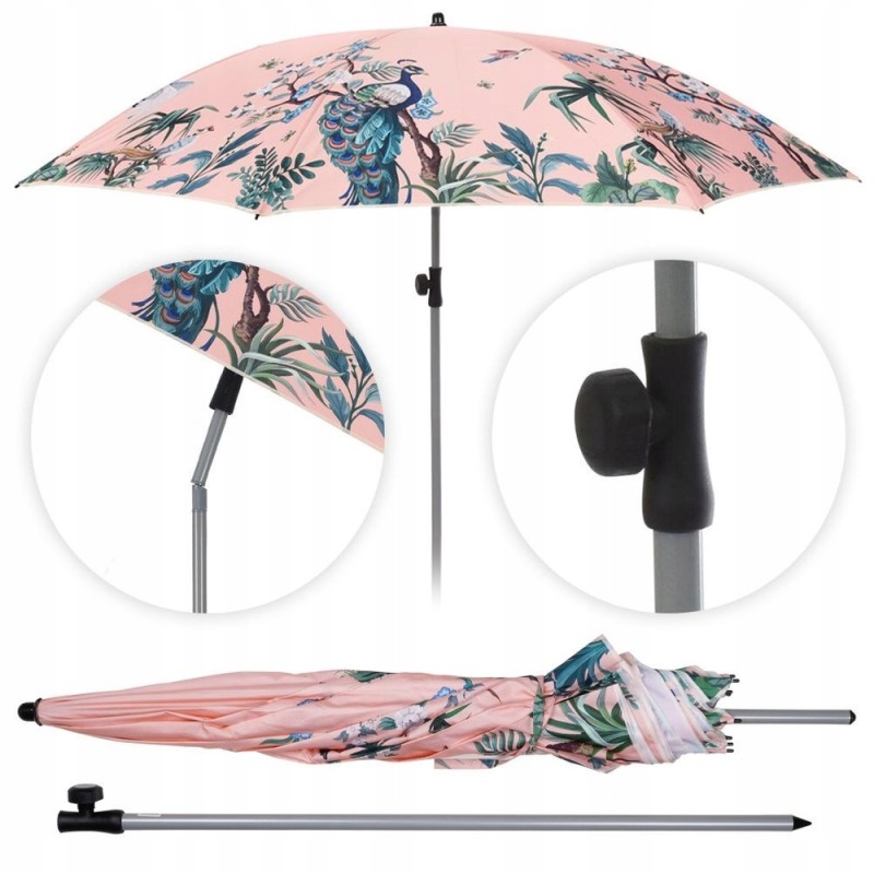 Sodo paplūdimio skėtis, reguliuojamas, spalvingas, apsauginis, neperšlampamas, 180 cm