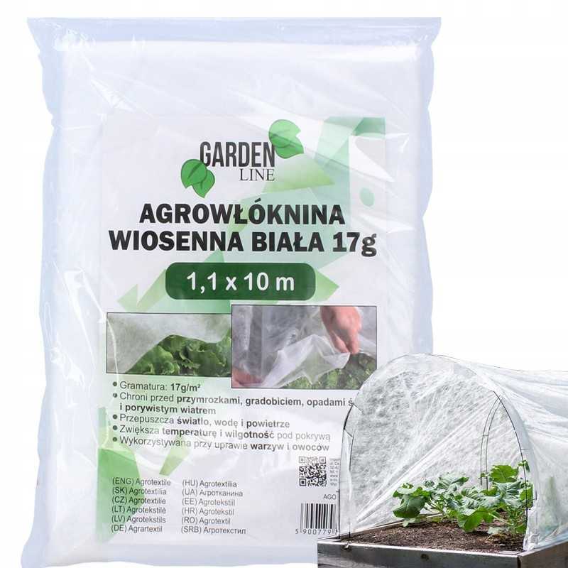 Agrotekstilės spyruoklinis dengiantis kilimėlis apsauginis dangtelis 1,1x10 m 17g baltas