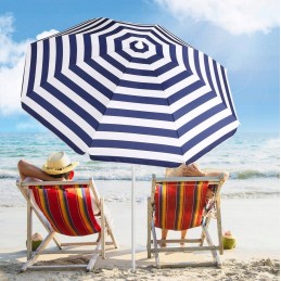 Sekey klasikinis sodo paplūdimio skėtis 200x180cm mėlynomis juostelėmis