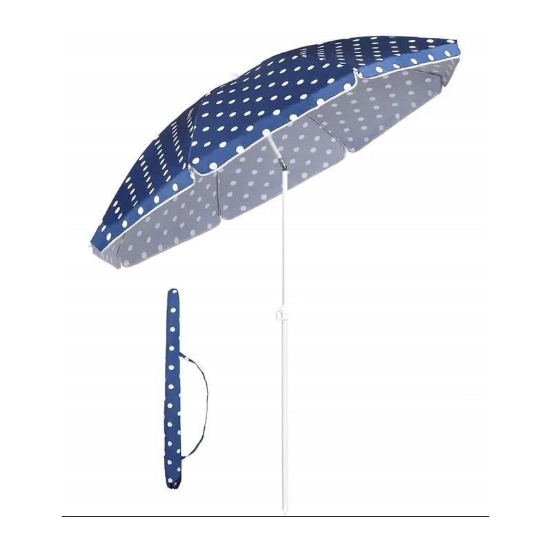 Sekey sodo paplūdimio skėtis, 160 cm skersmens, mėlynos spalvos, užvalkalas