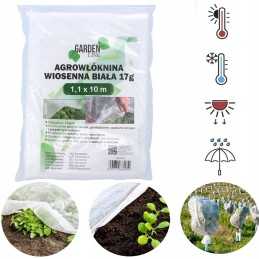 Agrotekstilės spyruoklinis dengiantis kilimėlis apsauginis dangtelis 1,1x10 m 17g baltas