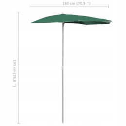 Vidaxl pusapvalis sodo skėtis ant stulpo 180x90 cm žalias