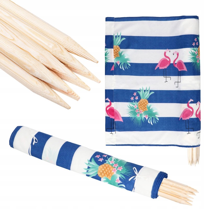 Paplūdimio ekranas paplūdimiui, 6 metrai, dryžiai, flamingai ir ananasai