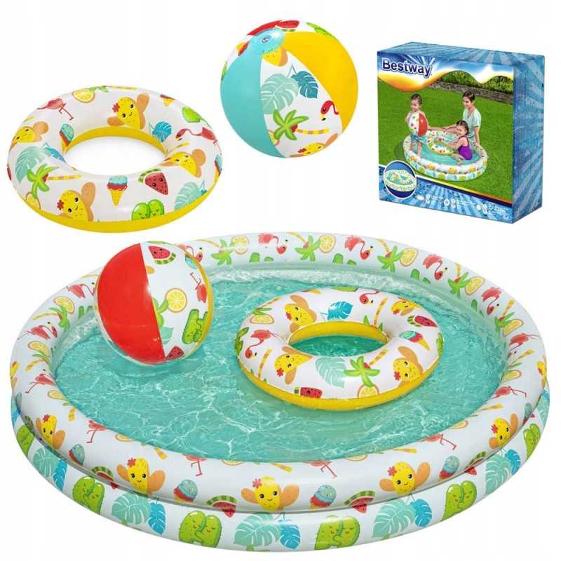 Bestway rinkinys plaukimo baseino irklavimo baseinas su kamuoliu 122cm 51124