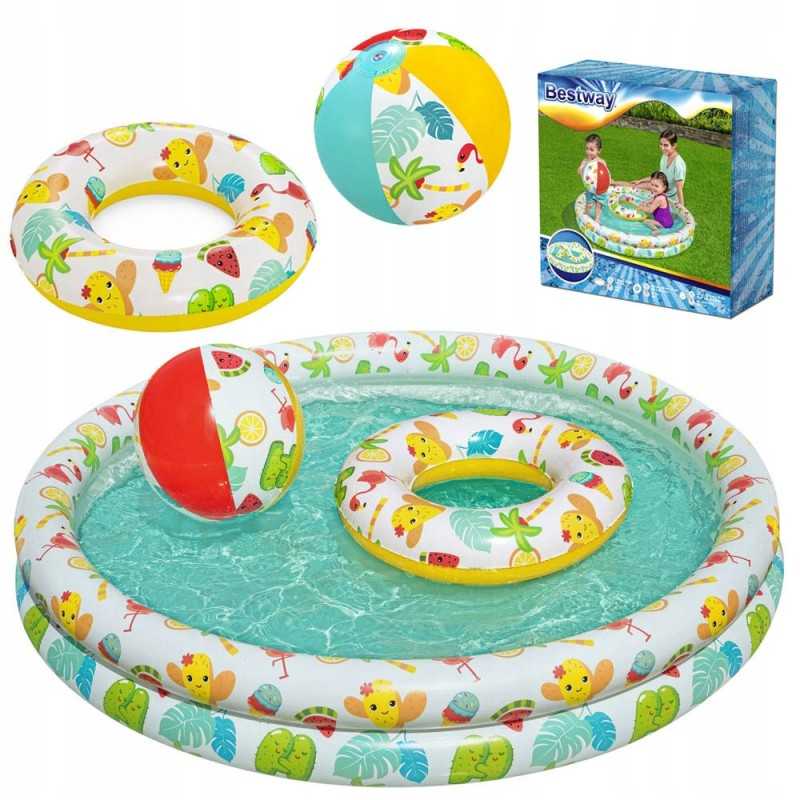 Bestway rinkinys plaukimo baseino irklavimo baseinas su kamuoliu 122cm 51124