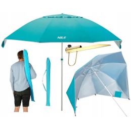 Didelis turistinio sodo paplūdimio skėtis su sulankstomu UV filtru ir rankena