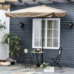 Stačiakampis didelis nuožulnus sodo skėtis su smėlio spalvos švaistikliu, 200 x 140 cm
