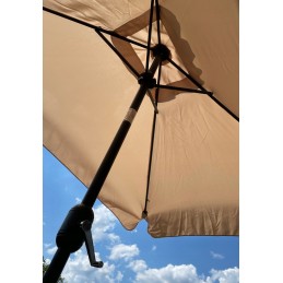 Stačiakampis didelis nuožulnus sodo skėtis su smėlio spalvos švaistikliu, 200 x 140 cm