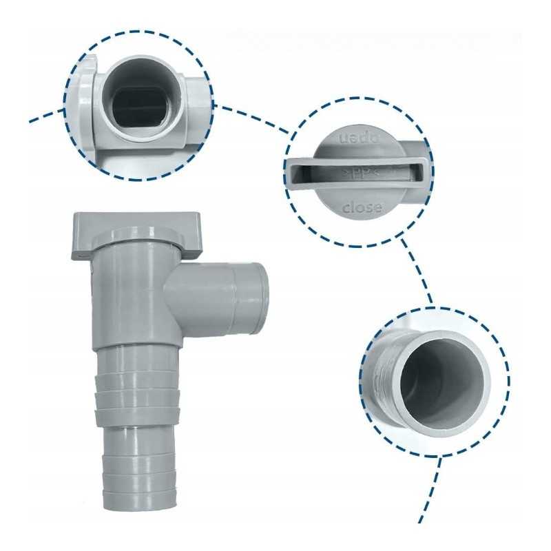 Baseino vožtuvas, čiaupas su 32 mm žarnos jungtimi, 2 dalių jungčių komplektas
