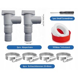 Baseino vožtuvo čiaupas su 32mm žarnos jungtimi, rinkinyje 2 vnt