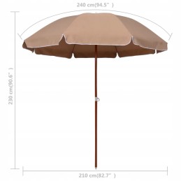 Skėtis ant plieninio stiebo, 240 cm, taupe spalvos