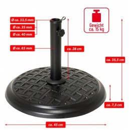 Apvalus skėčio stovas 15 kg arba 45 cm