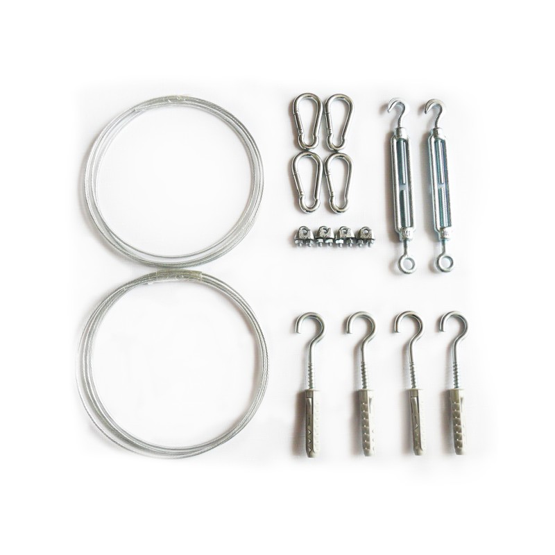 Complete assembly kit for concrete (masonry) dedicated to extendable (rolled up) sails