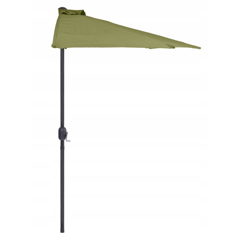 Semi-circular garden umbrella in olive color