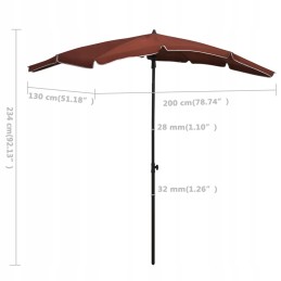 Garden parasol on pole, 200x130 cm, terracotta
