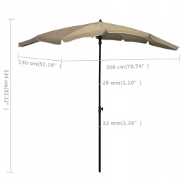Garden parasol on pole, 200x130 cm, taupe color