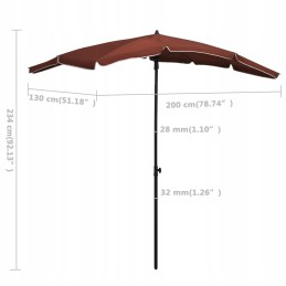 Garden parasol on pole, 200x130 cm, terracotta