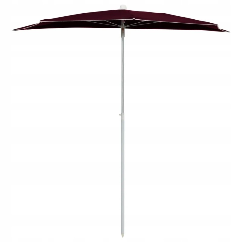 Vidaxl pusapvalis sodo skėtis ant stulpo 180x90 cm bordo spalvos
