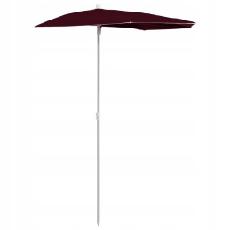 Vidaxl pusapvalis sodo skėtis ant stulpo 180x90 cm bordo spalvos